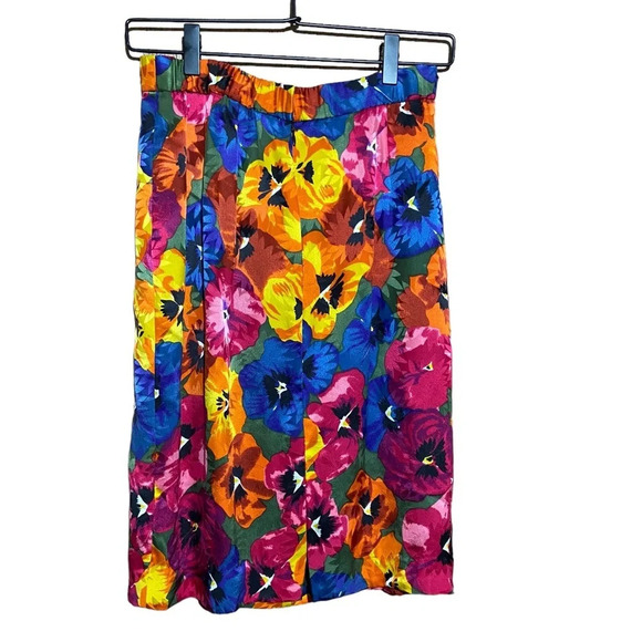 Vintage 100% Silk Floral Pencil Skirt Size 8‎ - Picture 2 of 7